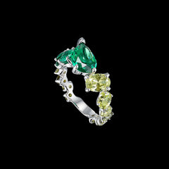 Emerald Ombré Nova Starburst Ring, Ring, Anabela Chan Joaillerie - Fine jewelry with laboratory grown and created gemstones hand-crafted in the United Kingdom. Anabela Chan Joaillerie is the first fine jewellery brand in the world to champion laboratory-grown and created gemstones with high jewellery design, artisanal craftsmanship and a focus on ethical and sustainable innovations.