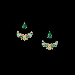 Emerald Twinkle Ear-Jacket, Earrings, Anabela Chan Joaillerie - Fine jewelry with laboratory grown and created gemstones hand-crafted in the United Kingdom. Anabela Chan Joaillerie is the first fine jewellery brand in the world to champion laboratory-grown and created gemstones with high jewellery design, artisanal craftsmanship and a focus on ethical and sustainable innovations.