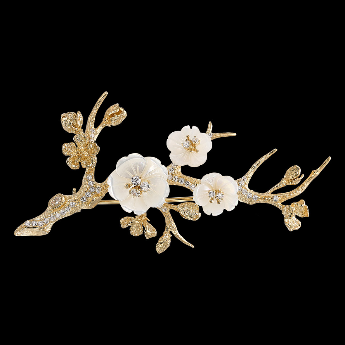 Gold Sakura Blossom Brooch