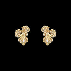 Golden Orchid Blossoms, Earrings, Anabela Chan Joaillerie - Fine jewelry with laboratory grown and created gemstones hand-crafted in the United Kingdom. Anabela Chan Joaillerie is the first fine jewellery brand in the world to champion laboratory-grown and created gemstones with high jewellery design, artisanal craftsmanship and a focus on ethical and sustainable innovations.