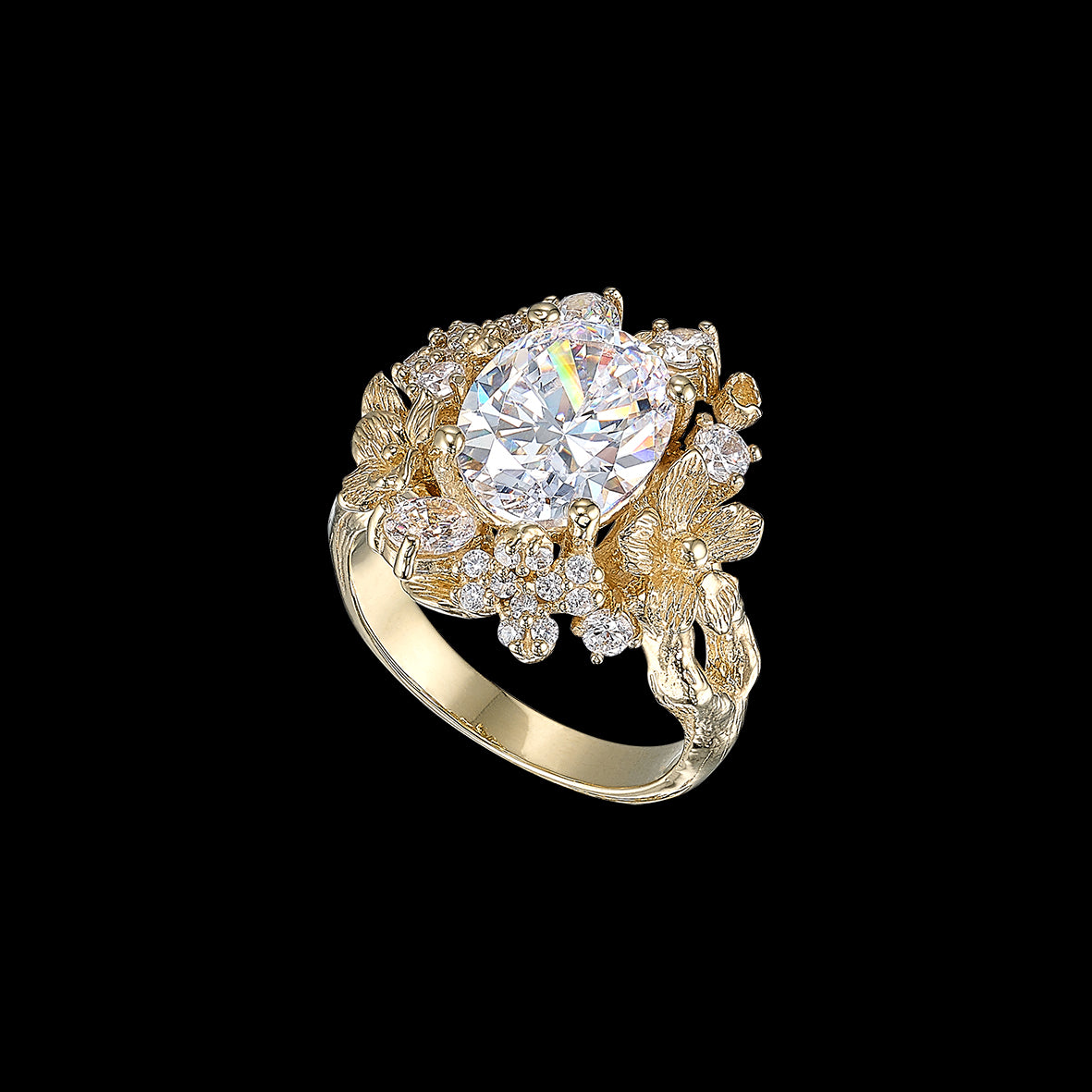 Anabela Chan Joaillerie Golden Posy Diamond Ring side view