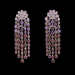 Lavender Ombré Cascade Earrings, Earrings, Anabela Chan Joaillerie - Fine jewelry with laboratory grown and created gemstones hand-crafted in the United Kingdom. Anabela Chan Joaillerie is the first fine jewellery brand in the world to champion laboratory-grown and created gemstones with high jewellery design, artisanal craftsmanship and a focus on ethical and sustainable innovations.