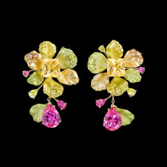 Lemon Fuchsia Neptuna Earrings, Earrings, Anabela Chan Joaillerie - Fine jewelry with laboratory grown and created gemstones hand-crafted in the United Kingdom. Anabela Chan Joaillerie is the first fine jewellery brand in the world to champion laboratory-grown and created gemstones with high jewellery design, artisanal craftsmanship and a focus on ethical and sustainable innovations.