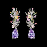 Lilac Posie Earrings, Earrings, Anabela Chan Joaillerie - Fine jewelry with laboratory grown and created gemstones hand-crafted in the United Kingdom. Anabela Chan Joaillerie is the first fine jewellery brand in the world to champion laboratory-grown and created gemstones with high jewellery design, artisanal craftsmanship and a focus on ethical and sustainable innovations.