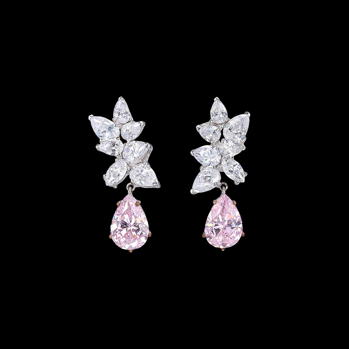 Lily Rose Cluster Earrings, Earrings, Anabela Chan Joaillerie - Fine jewelry with laboratory grown and created gemstones hand-crafted in the United Kingdom. Anabela Chan Joaillerie is the first fine jewellery brand in the world to champion laboratory-grown and created gemstones with high jewellery design, artisanal craftsmanship and a focus on ethical and sustainable innovations.