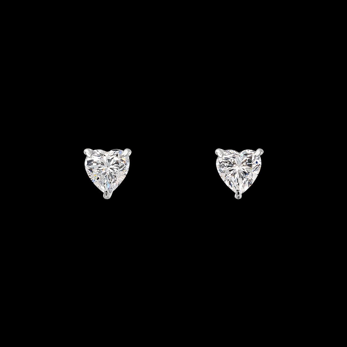 Midi Diamond Heart Studs. White Gold