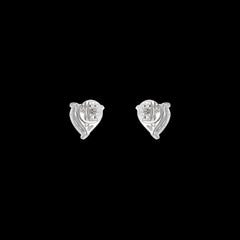 Midi Diamond Heart Studs. White Gold