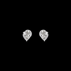 Mini Diamond Heart Studs. White Gold