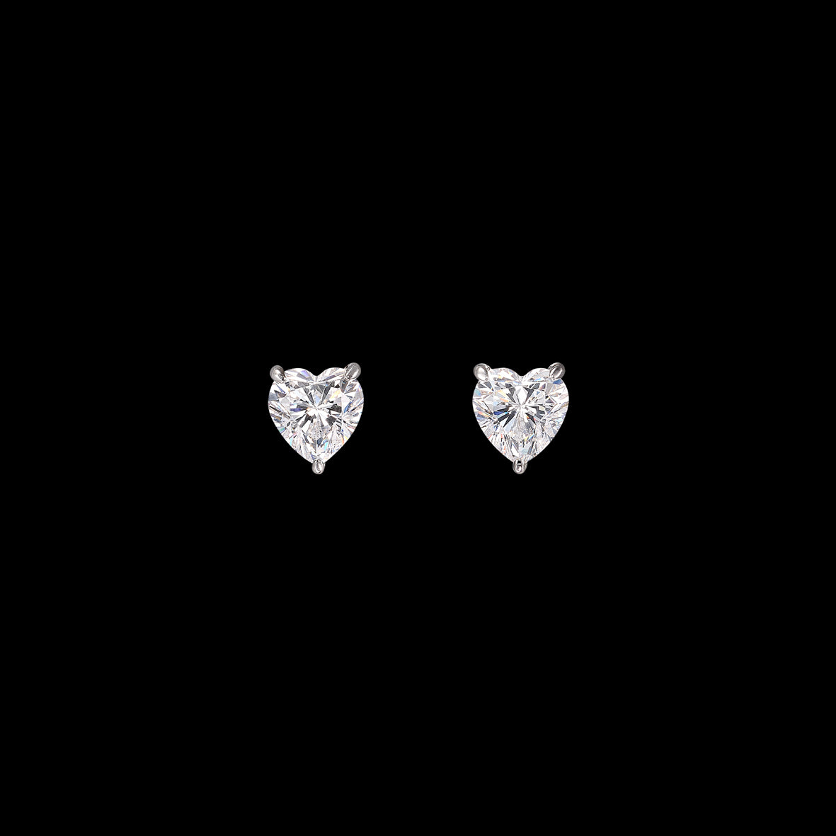 Mini Diamond Heart Studs. White Gold