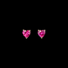 Mini Ruby Heart Studs, Earrings, Anabela Chan Joaillerie - Fine jewelry with laboratory grown and created gemstones hand-crafted in the United Kingdom. Anabela Chan Joaillerie is the first fine jewellery brand in the world to champion laboratory-grown and created gemstones with high jewellery design, artisanal craftsmanship and a focus on ethical and sustainable innovations.