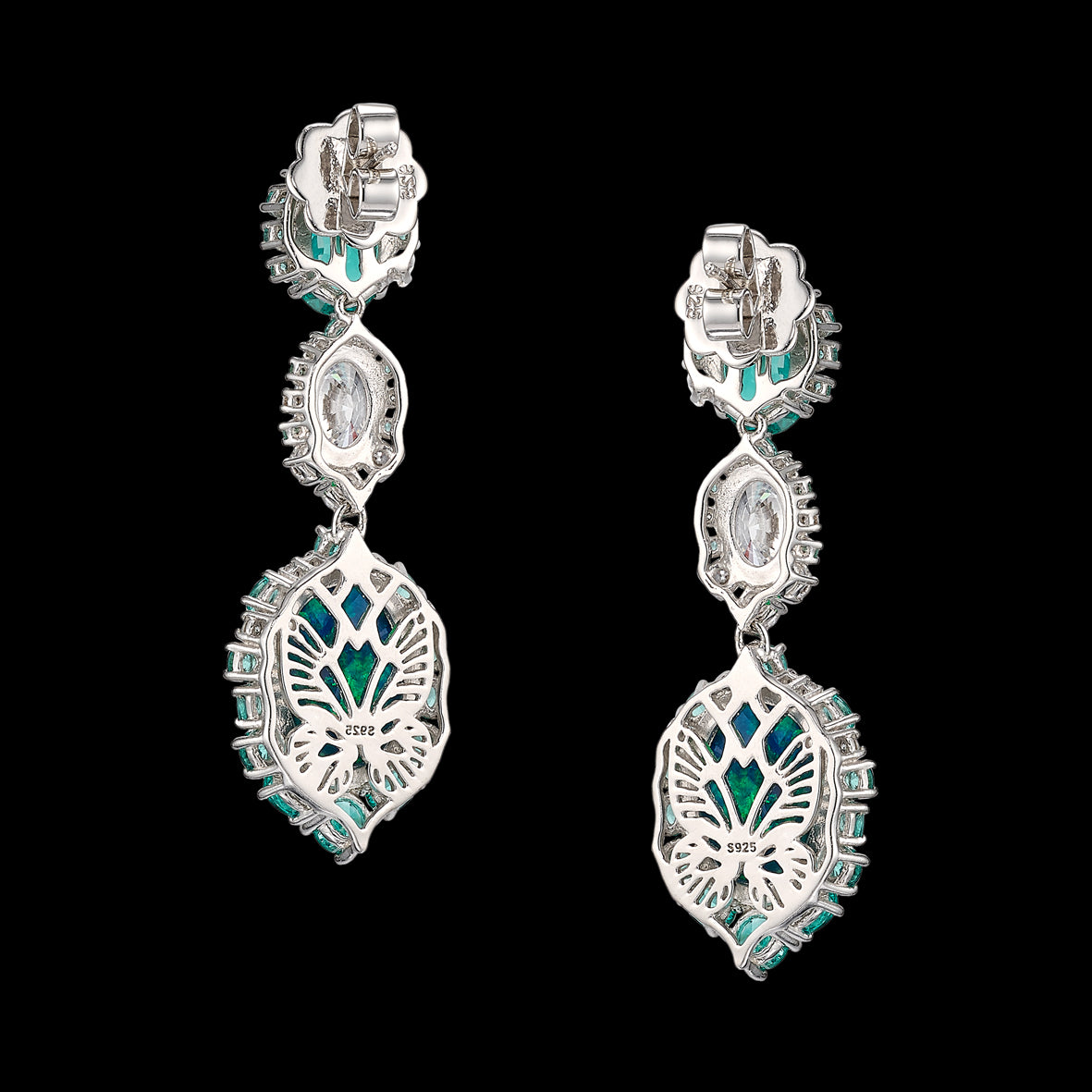 Paraiba Ocean Drop Earrings, Earrings, Anabela Chan Joaillerie - Fine jewelry with laboratory grown and created gemstones hand-crafted in the United Kingdom. Anabela Chan Joaillerie is the first fine jewellery brand in the world to champion laboratory-grown and created gemstones with high jewellery design, artisanal craftsmanship and a focus on ethical and sustainable innovations.