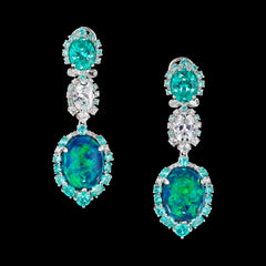 Paraiba Ocean Drop Earrings, Earrings, Anabela Chan Joaillerie - Fine jewelry with laboratory grown and created gemstones hand-crafted in the United Kingdom. Anabela Chan Joaillerie is the first fine jewellery brand in the world to champion laboratory-grown and created gemstones with high jewellery design, artisanal craftsmanship and a focus on ethical and sustainable innovations.