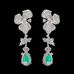 Orchid Emerald Earrings, Earrings, Anabela Chan Joaillerie - Fine jewelry with laboratory grown and created gemstones hand-crafted in the United Kingdom. Anabela Chan Joaillerie is the first fine jewellery brand in the world to champion laboratory-grown and created gemstones with high jewellery design, artisanal craftsmanship and a focus on ethical and sustainable innovations.