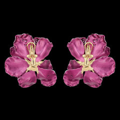 Orchid Poppy Earrings, Earrings, Anabela Chan Joaillerie - Fine jewelry with laboratory grown and created gemstones hand-crafted in the United Kingdom. Anabela Chan Joaillerie is the first fine jewellery brand in the world to champion laboratory-grown and created gemstones with high jewellery design, artisanal craftsmanship and a focus on ethical and sustainable innovations.