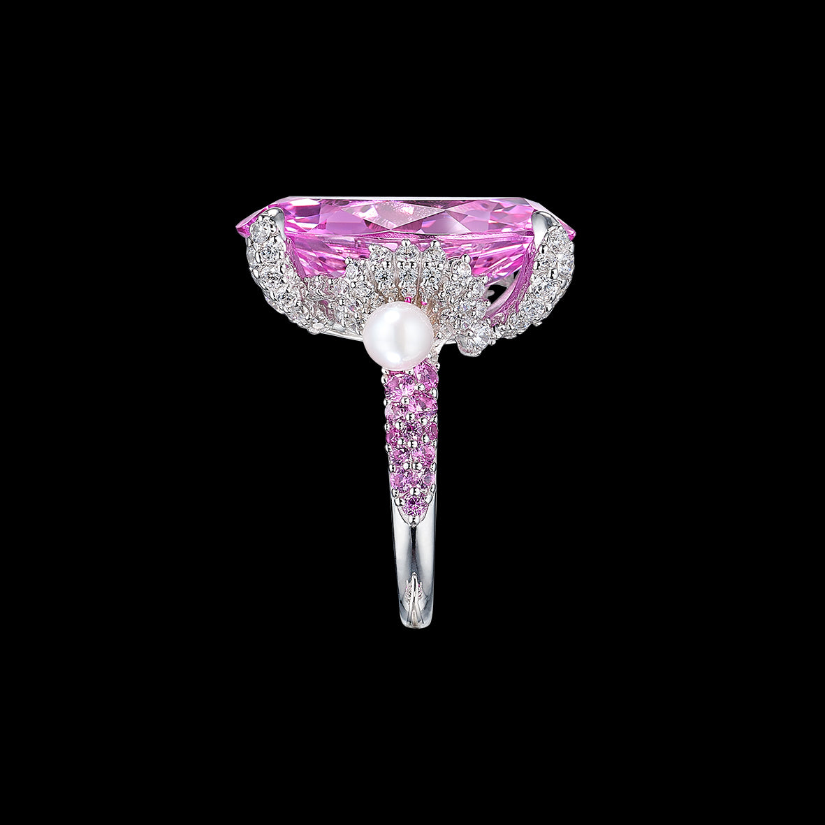 Pale Rose Mermaid Ring, Ring, Anabela Chan Joaillerie - Fine jewelry with laboratory grown and created gemstones hand-crafted in the United Kingdom. Anabela Chan Joaillerie is the first fine jewellery brand in the world to champion laboratory-grown and created gemstones with high jewellery design, artisanal craftsmanship and a focus on ethical and sustainable innovations.