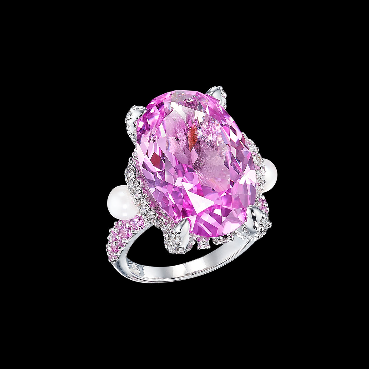 Pale Rose Mermaid Ring, Ring, Anabela Chan Joaillerie - Fine jewelry with laboratory grown and created gemstones hand-crafted in the United Kingdom. Anabela Chan Joaillerie is the first fine jewellery brand in the world to champion laboratory-grown and created gemstones with high jewellery design, artisanal craftsmanship and a focus on ethical and sustainable innovations.