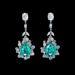 Paraiba Spectra Earrings, Earrings, Anabela Chan Joaillerie - Fine jewelry with laboratory grown and created gemstones hand-crafted in the United Kingdom. Anabela Chan Joaillerie is the first fine jewellery brand in the world to champion laboratory-grown and created gemstones with high jewellery design, artisanal craftsmanship and a focus on ethical and sustainable innovations.