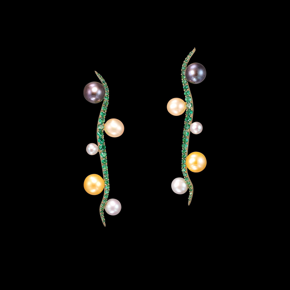 Pearl Blades of Grass Earrings, Earrings, Anabela Chan Joaillerie - Fine jewelry with laboratory grown and created gemstones hand-crafted in the United Kingdom. Anabela Chan Joaillerie is the first fine jewellery brand in the world to champion laboratory-grown and created gemstones with high jewellery design, artisanal craftsmanship and a focus on ethical and sustainable innovations.
