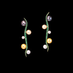 Pearl Blades of Grass Earrings, Earrings, Anabela Chan Joaillerie - Fine jewelry with laboratory grown and created gemstones hand-crafted in the United Kingdom. Anabela Chan Joaillerie is the first fine jewellery brand in the world to champion laboratory-grown and created gemstones with high jewellery design, artisanal craftsmanship and a focus on ethical and sustainable innovations.