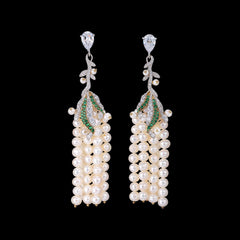 Pearl Lily of the Valley Earrings, Earrings, Anabela Chan Joaillerie - Fine jewelry with laboratory grown and created gemstones hand-crafted in the United Kingdom. Anabela Chan Joaillerie is the first fine jewellery brand in the world to champion laboratory-grown and created gemstones with high jewellery design, artisanal craftsmanship and a focus on ethical and sustainable innovations.