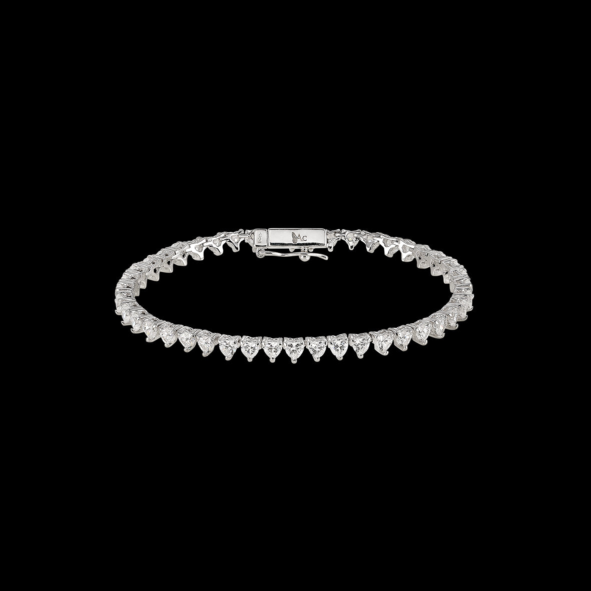 Petite Eternity Heart Bracelet. White Gold