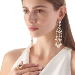 Diamond Pearl Raindrop Earrings