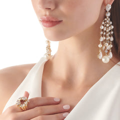 Diamond Pearl Raindrop Earrings