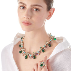 Emerald Amethyst Palm Paradise Necklace