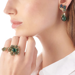 Emerald Peony Ring