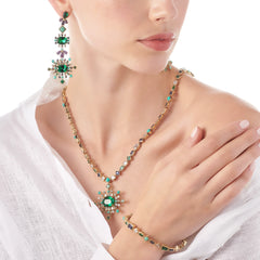 Emerald Turquoise Spectra Pendant Earrings