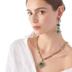 Emerald Turquoise Spectra Pendant Earrings