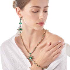 Emerald Turquoise Spectra Pendant Earrings