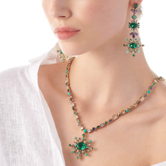 Emerald Turquoise Spectra Pendant Earrings