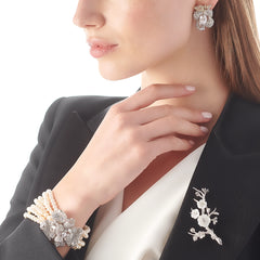 White Sakura Blossom Brooch