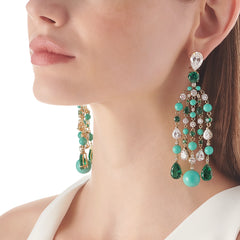 Turquoise Emerald Raindrop Earrings