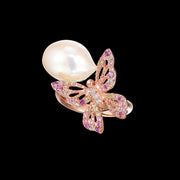 Rose Butterfly Pearl Ring