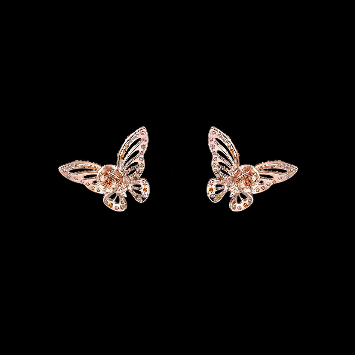 Rose Butterfly Studs, Earrings, Anabela Chan Joaillerie - Fine jewelry with laboratory grown and created gemstones hand-crafted in the United Kingdom. Anabela Chan Joaillerie is the first fine jewellery brand in the world to champion laboratory-grown and created gemstones with high jewellery design, artisanal craftsmanship and a focus on ethical and sustainable innovations.