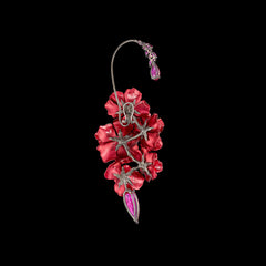 Ruby Camellia Bloom Ear Cuff