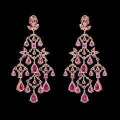 Ruby Celestial Cascade Earrings