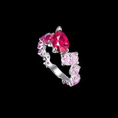 Ruby Ombré Nova Starburst Ring, Ring, Anabela Chan Joaillerie - Fine jewelry with laboratory grown and created gemstones hand-crafted in the United Kingdom. Anabela Chan Joaillerie is the first fine jewellery brand in the world to champion laboratory-grown and created gemstones with high jewellery design, artisanal craftsmanship and a focus on ethical and sustainable innovations.