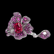 Ruby Peony Butterfly Ring