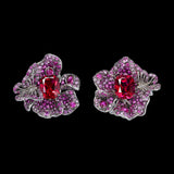 Ruby Peony Earrings, Earrings, Anabela Chan Joaillerie - Fine jewelry with laboratory grown and created gemstones hand-crafted in the United Kingdom. Anabela Chan Joaillerie is the first fine jewellery brand in the world to champion laboratory-grown and created gemstones with high jewellery design, artisanal craftsmanship and a focus on ethical and sustainable innovations.