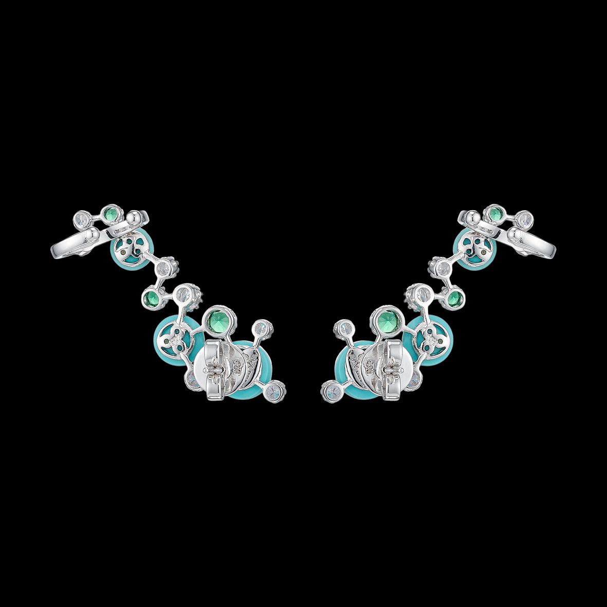 Turquoise Constellation Ear Cuffs, Earrings, Anabela Chan Joaillerie - Fine jewelry with laboratory grown and created gemstones hand-crafted in the United Kingdom. Anabela Chan Joaillerie is the first fine jewellery brand in the world to champion laboratory-grown and created gemstones with high jewellery design, artisanal craftsmanship and a focus on ethical and sustainable innovations.