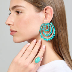 Turquoise Vortex Hoop Earrings