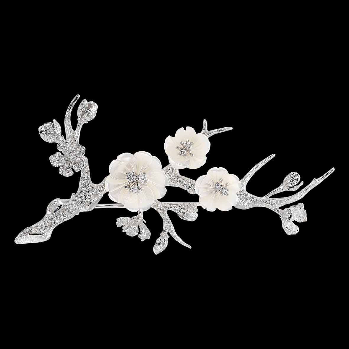 White Sakura Blossom Brooch