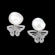 White Butterfly Pearl Earrings