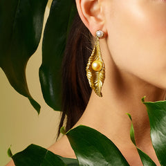Champagne Acorn Leaf Earrings
