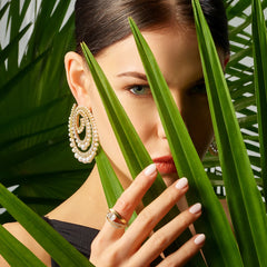 Pearl Vortex Hoop Earrings
