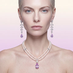 Lilac Scallop Lace Earrings. Lab-Grown Amethyst