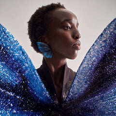 Blue Butterfly Earrings. Lab-Grown Sapphire